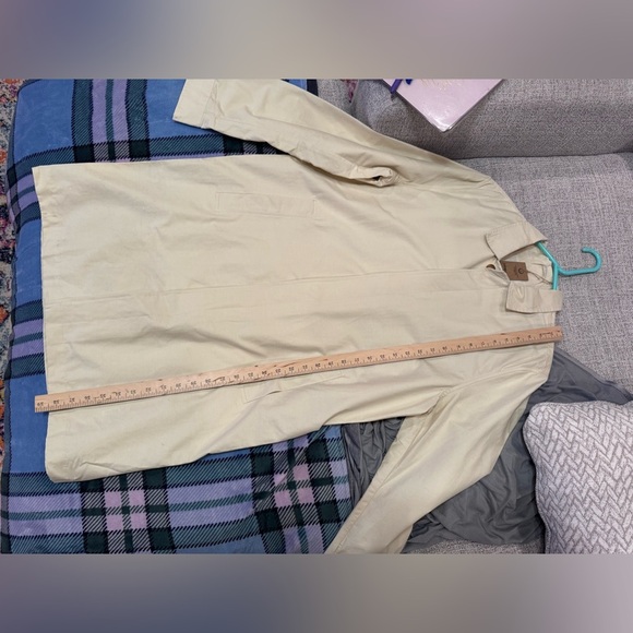 Amazon Basic Men’s Button Down Trench Coat Collar Pockets Cream Sz M - Picture 13 of 16